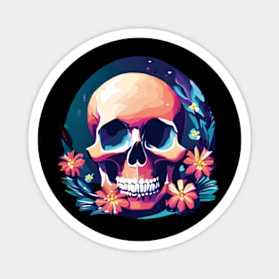 Happy skull with flowers #3 Magnet